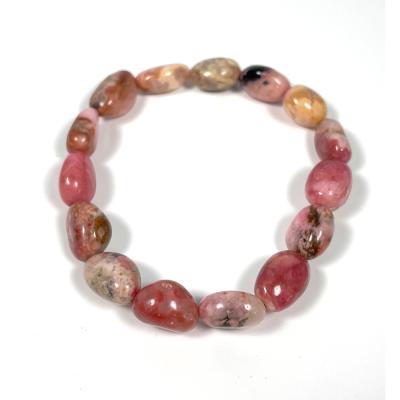 China Casual Classic Healing Crystal Natural Rhodonite Gemstone Bracelet Tumbled Nugget Bracelet Women Men Jewelry for sale