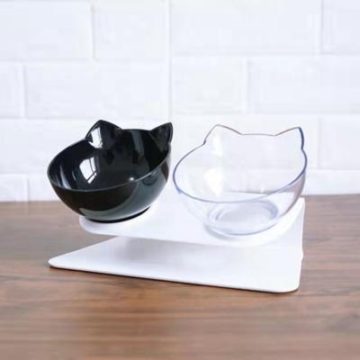 China Cat Double Bowl Pet Feeder Sustainable Cat Bowls Non-slip Pet Food Bowls for Cats and Small Dogs Pet Supplies for sale