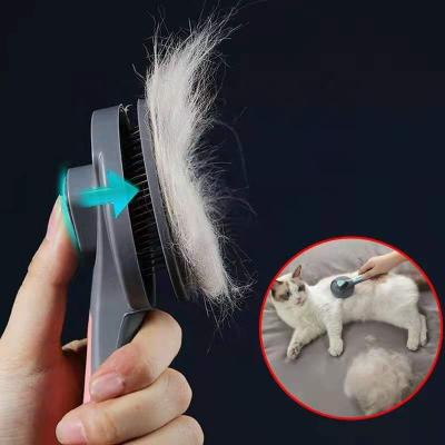 China Amazon's best-selling self-cleaning mold slicker stock brush gently removes loose undercoat mats and tangled hair for sale