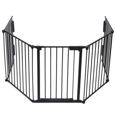 China Minimalist 5 Panels Metal Fireplace Fence Safety Baby Safety Guard Foldable Pets Safety Gate for sale