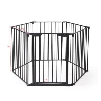 China Hot Sale 6 Panels Minimalist Metal Fireplace Fence Baby Safety Guard Foldable Pet Safety Gate for sale