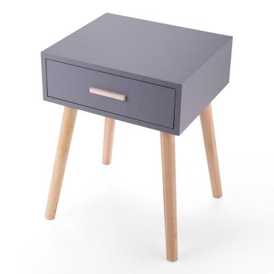 China A Modern Nightstand Set with One Drawer, Bedside Table with Pine Legs, Dresser Cabinet, Indoors, Gray for sale