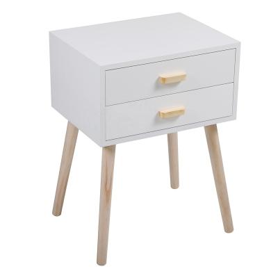 China Modern Double Drawer 2 Handle Wooden Nightstand Set - White for sale