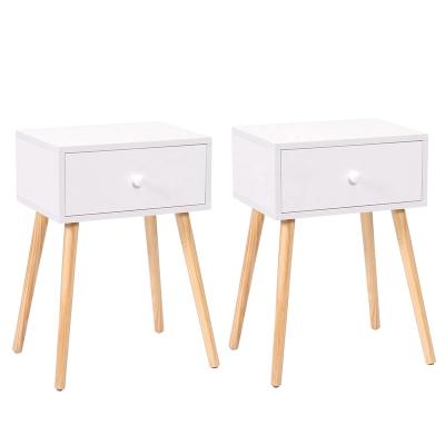 China Luxury Solid Wood Side Table Nightstand Nightstand Home Furniture Bedside Table Legs Modern White Drawer Storage for sale