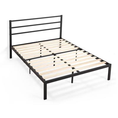 China Vintage Style Metal Bed Frame Modern Iron Bed Heavy Duty Steel Slabs Queen Size - Black for sale