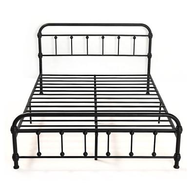 China Vintage Wrought Iron Frame Iron Bed Frame Metal Bed Bedroom Accessories Furniture - Black for sale