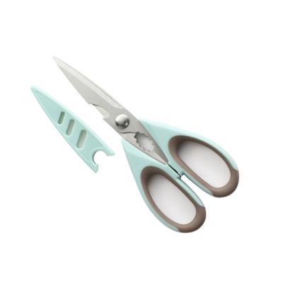 China Cheapest price PP+TPR stainless steel chicken meat scissors kitchen shears with blade cover for sale