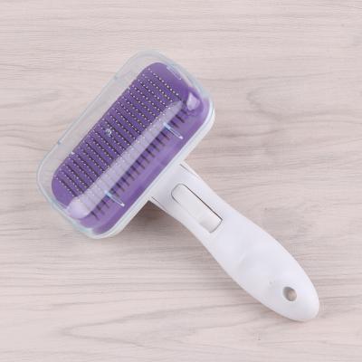 China Stocked Hot Sales Dogs Cats Hair Removal Comb Stainless Steel Self-cleaning Needle Brush Silicone Brush for Pet for sale