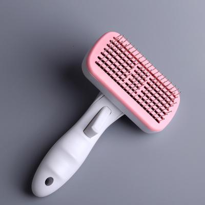 China Pet Comb Viable Dog Cat Brush Massage Kitten Automatic Remove Hair Knot Open Combs Fur Cleaning Brush Steel Needle Brush for sale