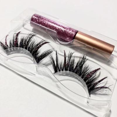 China 5D Colorful 25MM Mink Eyelashes and Custom Handmade Mink Lashes Private Label Lashes Packaging Box Bling Glitter Color Mink Lashes for sale