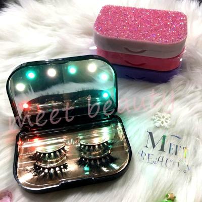 China Deeply 2021 Colored Light Mirror Eyelashes Packaging Makeup Led Mirror Case Wholesale Mink Eyelash Applicator Tool Paper Box Case Real for sale