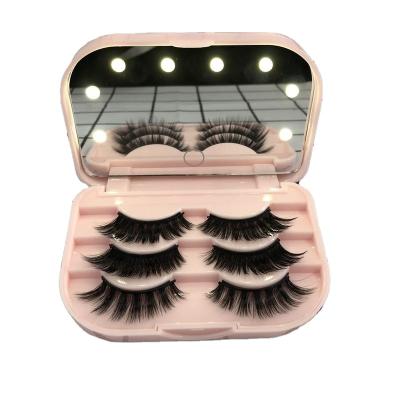 China Deeply 2022 New Style False Mink Eyelashes With LED Mirror Case Customized Logo Mink Eyelash In Cheap Wick Case Chinese Seller for sale