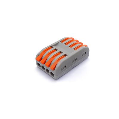 China Lighting CE 32A Mini Spring Connector Quick Splice Terminal Block Push In Wire Connector 4 In 4 Out for sale