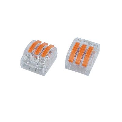 China Power Compact Wire Wiring Lever Nut 3 Way Pluggable Terminal Block 222-412/3/5 921 Series Connector for sale