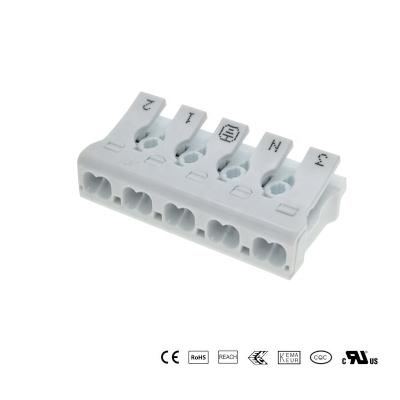 China PA66 94V-2; PC 94V-2 Electrical Terminal Block Push In Wire Connector For 5 Wire Connectors 2.5mm for sale