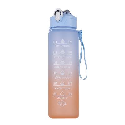 China Sustainable New Arrival Large Capacity Gradient Color Eco-friendly Plastic Botella 750ml Motivational Drinking Bottle Sports Water Bottle for sale