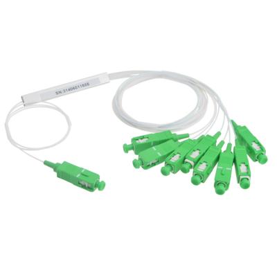 China FTTH 1x8 Mini Splitter SC APC Connector 1:8 PLC Fiber Optic Splitter With 0.9mm Steel Tube for sale