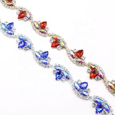 China Flatback Flower Shape Crystal Glass Rhinestone Cup Chain DIY Wedding Dress for sale