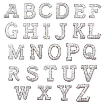 China Flatback Letter Sets A-Z 26 Self Adhesive Rhinestones Alphabet Applique Patch Beads Patches Set for sale