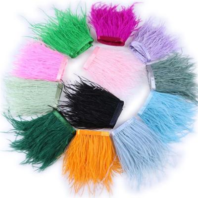 China Flatback 52 Colors Ostrich Feather Trims For Skirt/Dress/Costume Ribbon Feather Trimming DIY Party Craft for sale