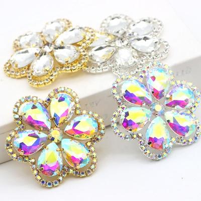 China Flatback New Arrival Flower Shape Buckle Drop Shape Crystal Glass Rhinestone For DIY Wedding Decoration for sale