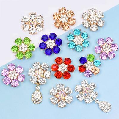 China Flatback Factory Price Alloy Flower Shape Rhinestone Buckle For DIY Wedding Decoration for sale