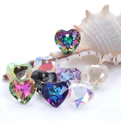 China Pointback Heart Pendant Rhinestones 8mm 10.5mm 14.5mm With Hole For DIY Jewelry for sale