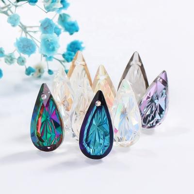 China Transparent Gem Glass Single Hole Pointback Drop Relief Rhinestone Pendant 7*17mm 10*20mm Scattered for DIY for sale