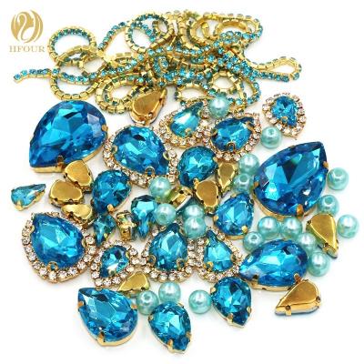 China Chain and Crystal Rhinestones For Mixed DIY Blue Flatback Lake Beads Cup Wholesale for sale