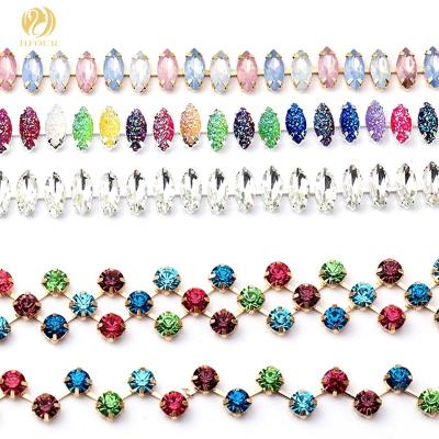 China Flatback Fancy Crystal Rhinestone Chain With Claw Sew On DIY Wedding Garment Bags Dress Decoration for sale