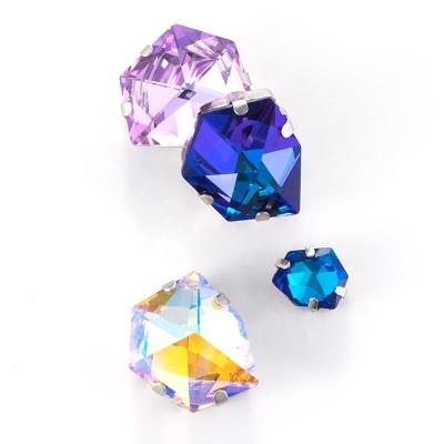 China New Arrival ab Crystal Ice Shape Loose Point Flatback K9 Glass Rhinestones With Prongs for sale