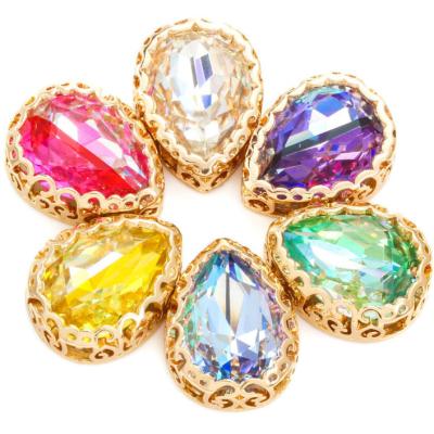 China Flatback Drop Shape Crystal Glass Rhinestones With Claw For Garment Accessories for sale