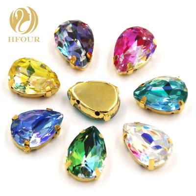 China High Quality Flatback Laser K9 Glass Drop Shape Flatback Rhinestones With Claw for sale