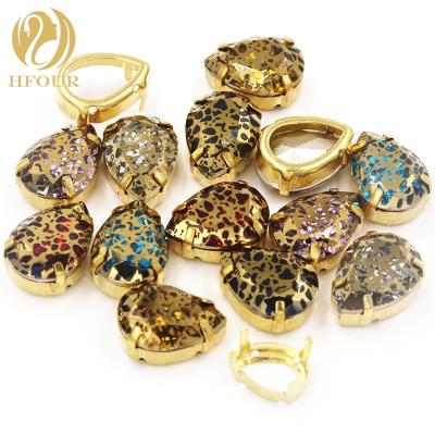 China Gold Patina Flat Back Tear Sew On Crystal Rhinestone for sale