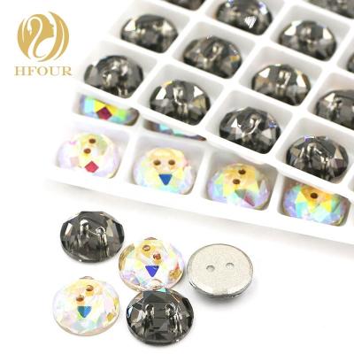 China Flatback K9 Glass AB Color Crystal Buttons Rhinestones With Two Holes for sale