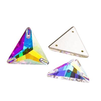 China Flatback K9 Double Triangle Flat Back Hole Sewing Crystal Glass Rhinestone Diy Costume Dress Clothing Crafts for sale