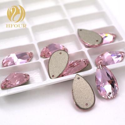 China High Quality Flatback Drop Shape Flatback Glass Seam Rhinestones With Two Holes for sale