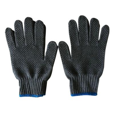 China Good Quality Anti-Slip Cotton Dotted Work Protective Hand Gloves With Black Dot Bead for sale