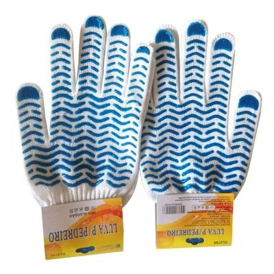 China Anti-Slip 10 Gauge Bleached And PVC Dotted White Cotton Knitted Working Gloves PVC Cotton for sale