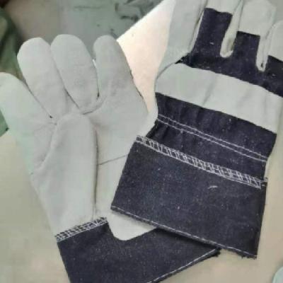 China AB Level Gray Black Cloth Cow Split Leather Glove Protection Hand Anti-Slip Working Welding Gloves for sale