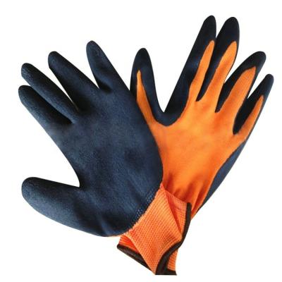 China 24cm 24cm Black Nylon Latex 45g Workmanship Anti-slip and Wrinkle Professional Orange Hand Working Gloves for Industrial for sale