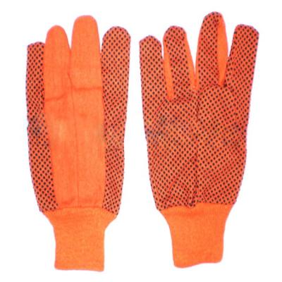 China Wholesale high quality mens orange 80g anti-slip knitted canvas cuffed safety winter safety work luva gloves for sale