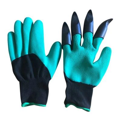 China Durable 60g Anti-slip High Quality Nylon Latex Coated Garden Claw Gloves with 4 Claws for Gardening Digging and Planting for sale