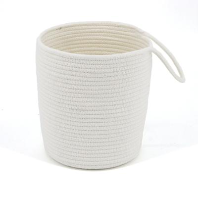 China Sustainable Newcomer Small White Cotton Rope Baskets With Handles for sale