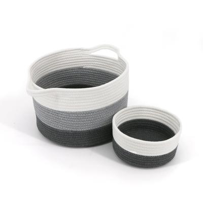 China Sustainable Material Eco - Friendly Cotton Rope Storage Basket Set Wholesale for sale