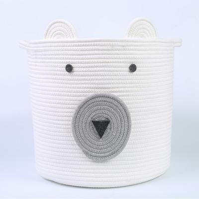 China Extra Large Bear Cartoon Cotton Rope Basket Durable Decorative WithHandles for sale