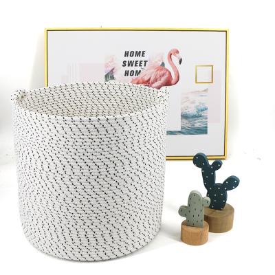 China Sustainable Handmade Woven Cotton Rope Storage Basket Stuffed Toy Basket Bin Laundry Basket Basket for sale