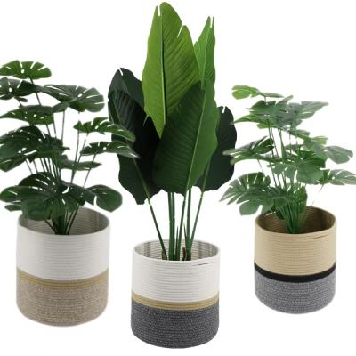 China Minimalist Flower Pot Planters Deco Morden Woven Rustic Home Cotton Rope Plant Basket For 10