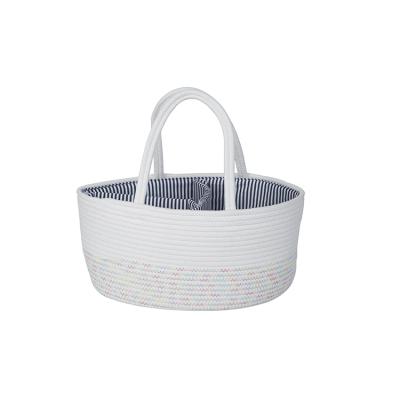 China Viable Woven Cotton Rope Diaper Cart Storage Basket Baby Nursery Organizer Basket for sale