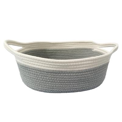 China Sustainable Storage Basket Bins For Bread Jewelry Cotton Rope Small Basket With Handle for sale